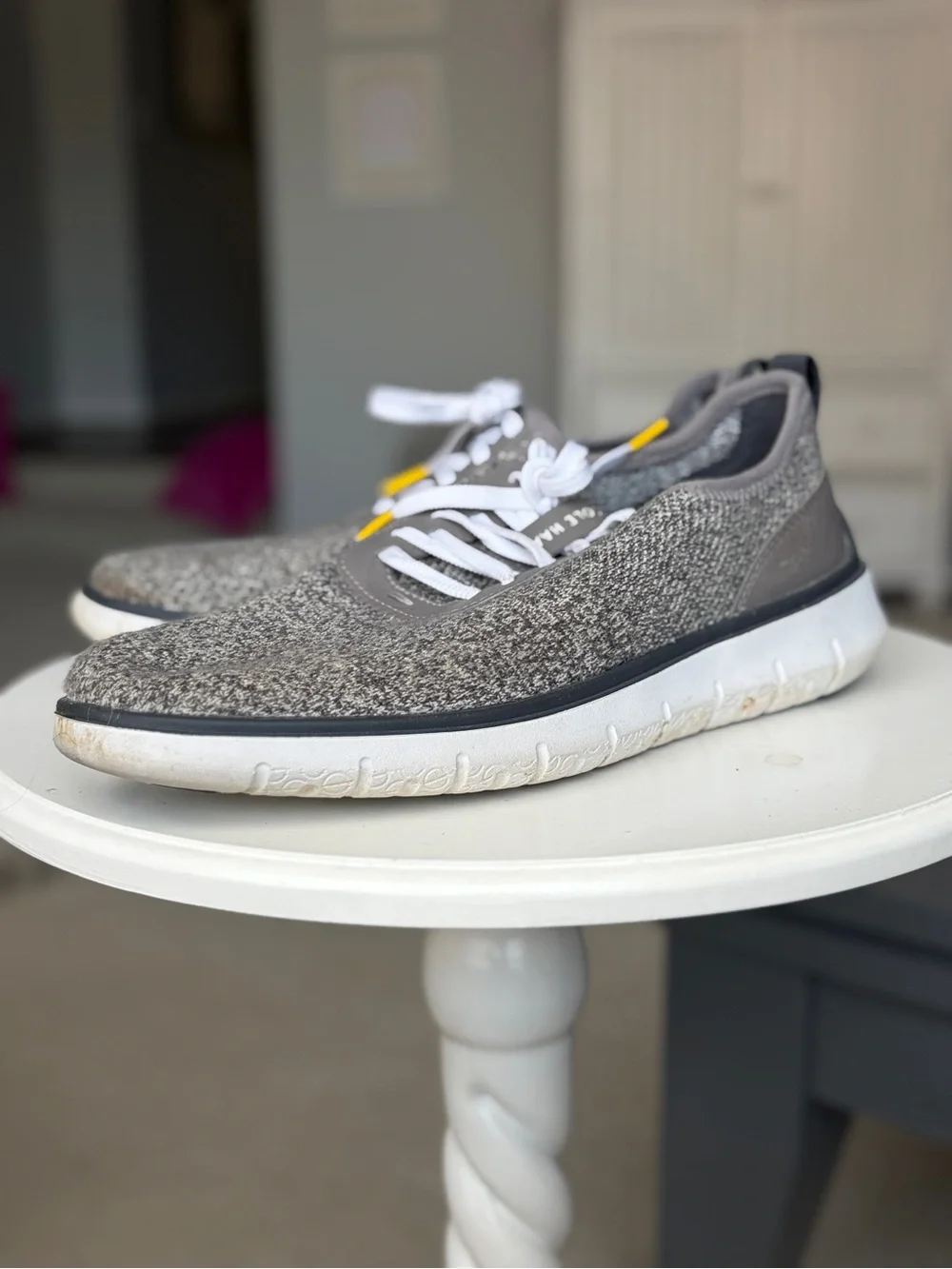 Cole Haan Gray Knit Lace-Up Sneakers with White Soles